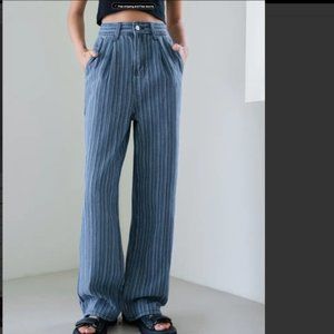 Vintage Striped High Waist Jeans Medium (6)